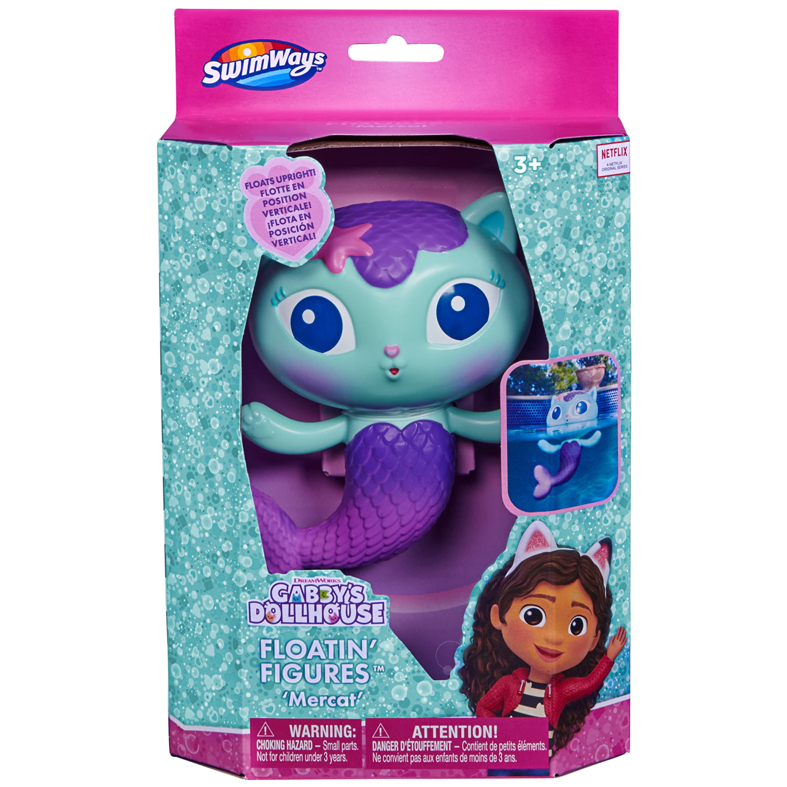 Swimways Gabbys Dollhouse Mercat Floatin' Figures, Swimming Pool Accessories & Kids Pool Toys, Gabby's Dollhouse Party Supplies & Water Toys for Kids Aged 3 & Up