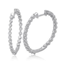 10K White Gold 1.50 CTTW Diamond Hoop Earring
