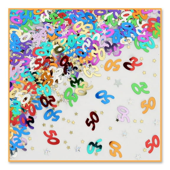 Beistle 50 & Stars Confetti Multicolor 5/Pack CN030