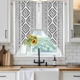 thumbnail image 4 of Black Boho Kitchen Window Curtains, Swag Curtains Valance for Bedroom Living Room Bathroom, Vintage Southwestern Geometric Stripes Rod Pocket Window Treatment Curtain Block Drapes 2 Panels 36"x63", 4 of 9