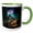 Green/White, variant on 3drose, a Glowing Bioluminescent Frog-like Creature with Mushroom Tendrils., 11oz Two-tone Black Mug