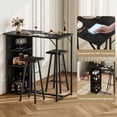 thumbnail image 2 of QinaQin 3-Piece Small Bar Table and Chairs Set with 3 Storage Shelves, Retro Kitchen Dining Set for 2, 2 of 9