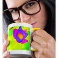 thumbnail image 2 of 3drose, Decorative Colorful Garden Botanic Plant Water Lily Purple Green Flower Abstract Modern Bold, 15oz Two-tone Yellow Mug, 2 of 6