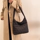 thumbnail image 1 of Bolso hobo acolchado, ligero, para mujer, con cerrojo, acolchado, Bolso satchel (negro), 1 of 8