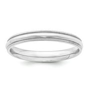 925 Sterling Silver Ss 3mm Comfort Fit Milgrain Size 7 Band