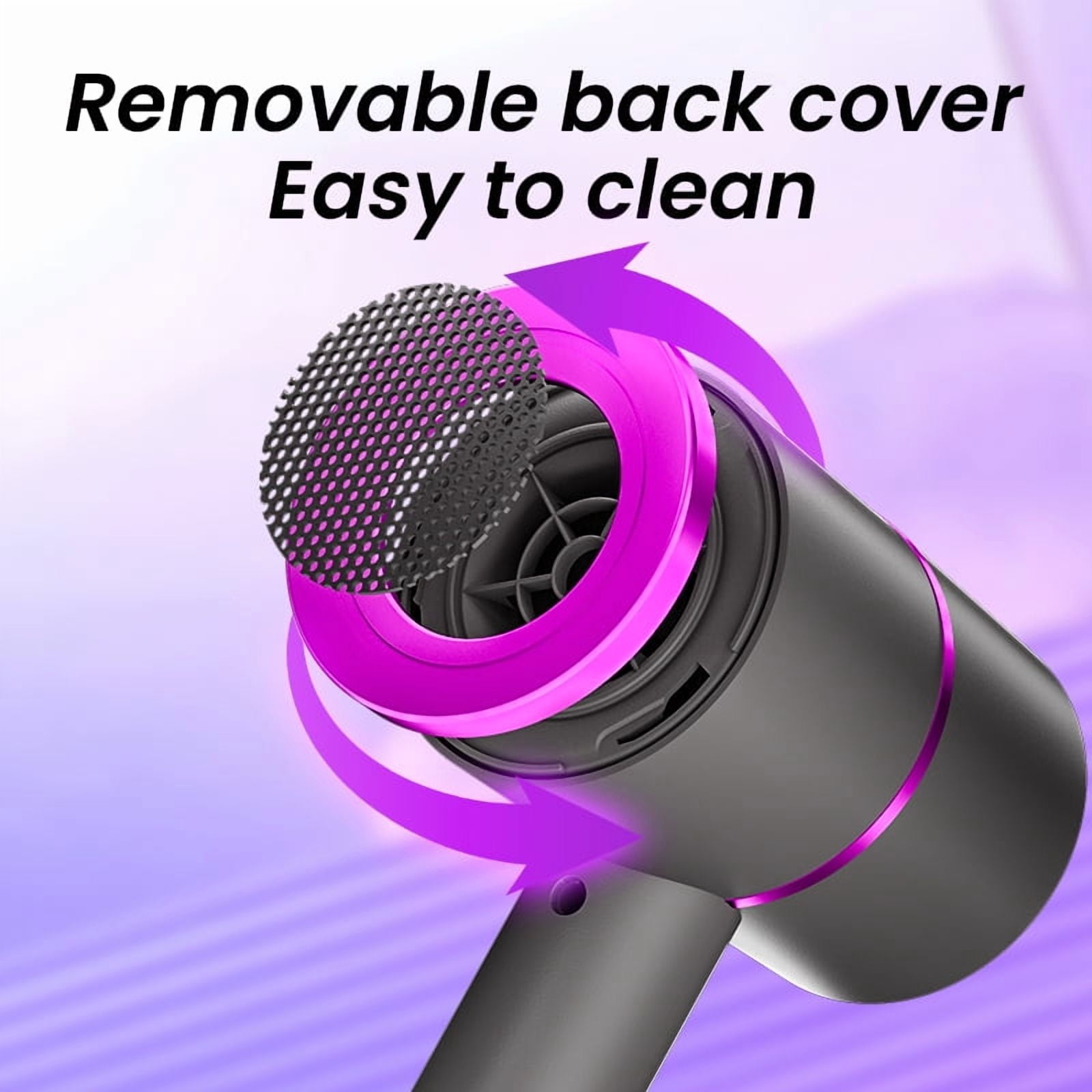 Hair Dryer-Fast Drying Ionic Blow Dryer-Updated 1800 W Low Noise Technology with Diffuser&Smooth Nozzle，with 3 Heat Settings