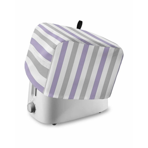 Fsddascl Purple Grey Stripe Small Toaster Cover 2 Slice, Kitchen Appliance Covers, Modern Farmhouse Vertical Striped Toaster Oven Cover with Loop, Bread Machine Cover Polyester Dust Cover Protection