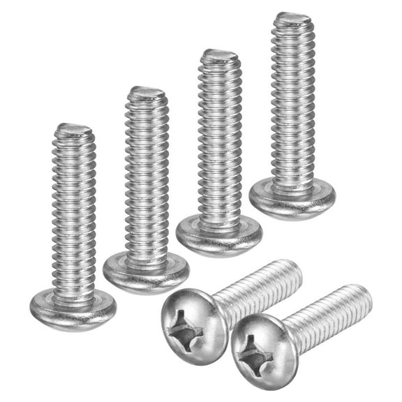 Uxcell 10-Pack 1/4-20x1 Pan Head Machine Screws 304 Stainless Steel Cross Head Fully Threaded Bolts for Furniture Silver