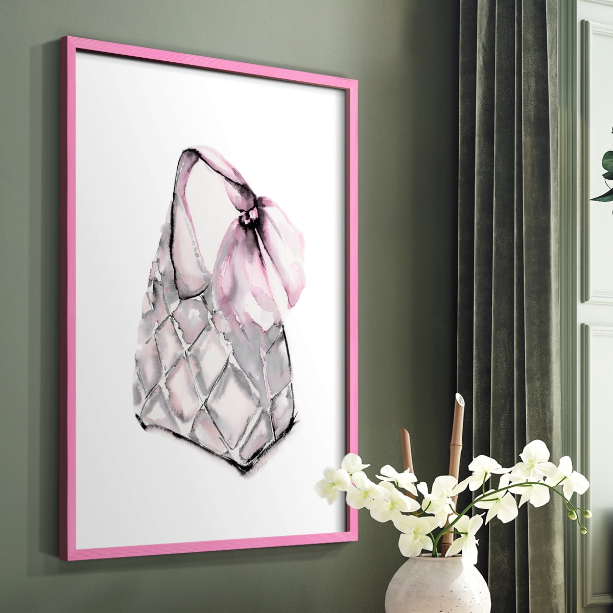 Quilted Hobo in Pink Solid Wood 11 x 14 Framed Print