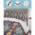 thumbnail image 4 of Blue Green Boho Twin XL Size Down Alternative Comforter, Lightweight Comforter Quilt Bedding Set with Pillow Shams Vintage Ethnic Tribe Abstract Art All Seasons Bed Comforter Duvet Insert 68"x98", 4 of 7