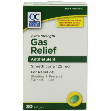 2 Pk Quality Choice Extra Strength Gas Relief Simethicone 125mg Softgel 30 Ct ea