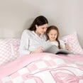 thumbnail image 5 of Manfei Pretty Monogram B 7pcs Queen Bedding,Checkerboard Bowtie Bedding Comforter Set Queen,Pink,Pink Reversible, 5 of 7