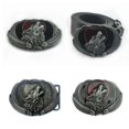 thumbnail image 2 of Belt Buckle for Men Vintage Engraved Wolf Head Waist Belt Buckle for Pants Western Cowboy Buckle Waistband Accessories black red paint, 2 of 4