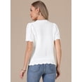 thumbnail image 3 of DARING DIVA Women's Crochet Knit Top Short Sleeve Crew Neck Eyelet Embroidery S White, 3 of 6