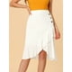 thumbnail image 2 of INSPIRE CHIC Falda asimétrica con dobladillo con volantes de color sólido y cintura alta con decoración de botones para mujer blanco XL, 2 of 6