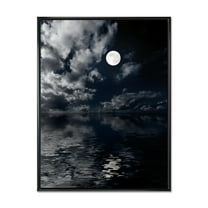 Designart 'Full Moon Night in Cloudy Sky IV' Nautical & Coastal Framed Canvas Wall Art Print