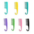 thumbnail image 1 of Peine de dientes anchos de 7 piezas, peine grande con gancho, peine de dientes anchos para cabello rizado, cabello húmedo y seco, peine desenredante, peine para peinar y champú, 7 colores, 1 of 5
