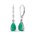thumbnail image 2 of 7x5 MM Pear Shape Green Onyx 925 Sterling Silver Teardrop Women Dangle Earrings, 2 of 4