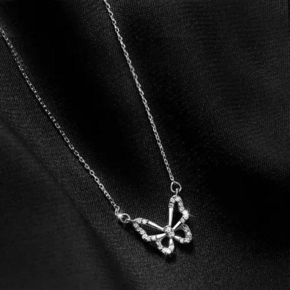 K-KED Butterfly Necklace Delicate Jewelry Elegant Fashion Individuality Retro Vintage Necklace-Silver