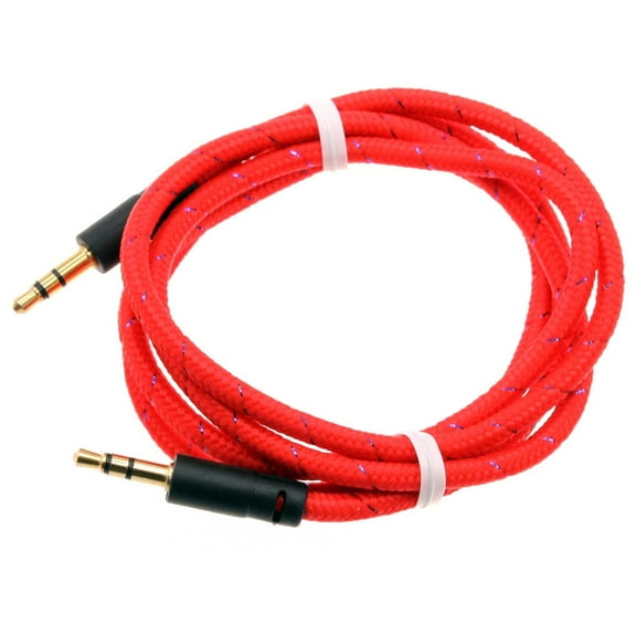 3.5mm Aux Cable Adapter Car Stereo Aux-in Audio Cord Speaker Jack Wire Red R5K for Boost Mobile Celero5G - Casio G-zOne Commando 4G LTE - CAT S40 S61 S41 S42 S22 Flip - Coolpad Snap, Illumina