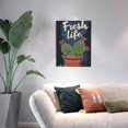 thumbnail image 5 of 12x16 inch Canvas Hanging Picture Cactus Potted Plant 'Fresh Life' Slogan,Home Yard Garden,Bedroom,Office Wall Art Decor Painting,Classic Cactus Potted Plant Modern Style Decor Posters Prints, 5 of 6