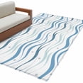 thumbnail image 6 of Blue Stripes Kitchen Runner Rug 2.7x5 Washable Runners for Hallway Non Slip Modern Gradient Abstract Ocean Waves Lines Large Area Rug Indoor Floor Carpet for Bathroom Laundry Entryway Bedroom, 6 of 8