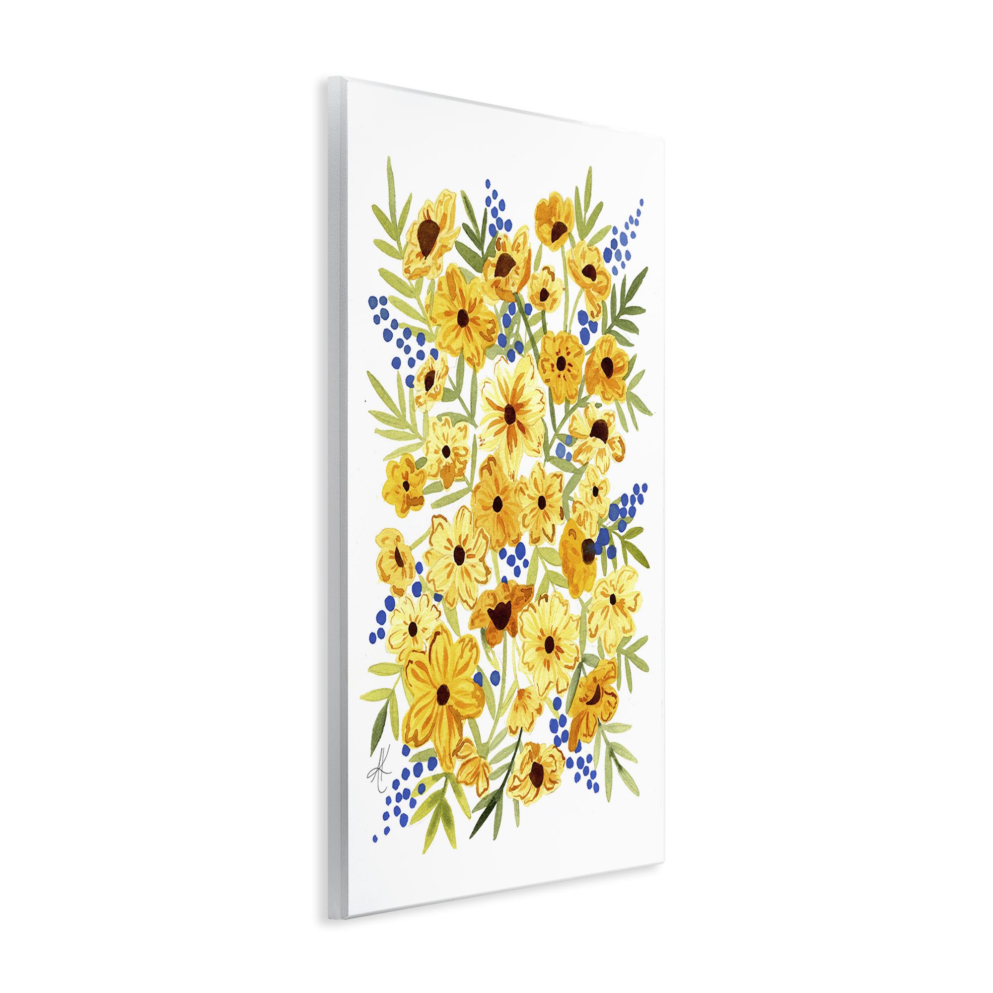 Stupell Industries Yellow Cosmos & Berries Botanical & Floral Painting Unframed Art Print Wall Art, 10 x 15