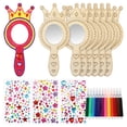 thumbnail image 1 of 1 juego de kit de manualidades con espejos, espejo de mano de madera, espejos de corona para niños, espejos compactos, decoraciones para fiestas de cumpleaños de princesas, 1 of 7