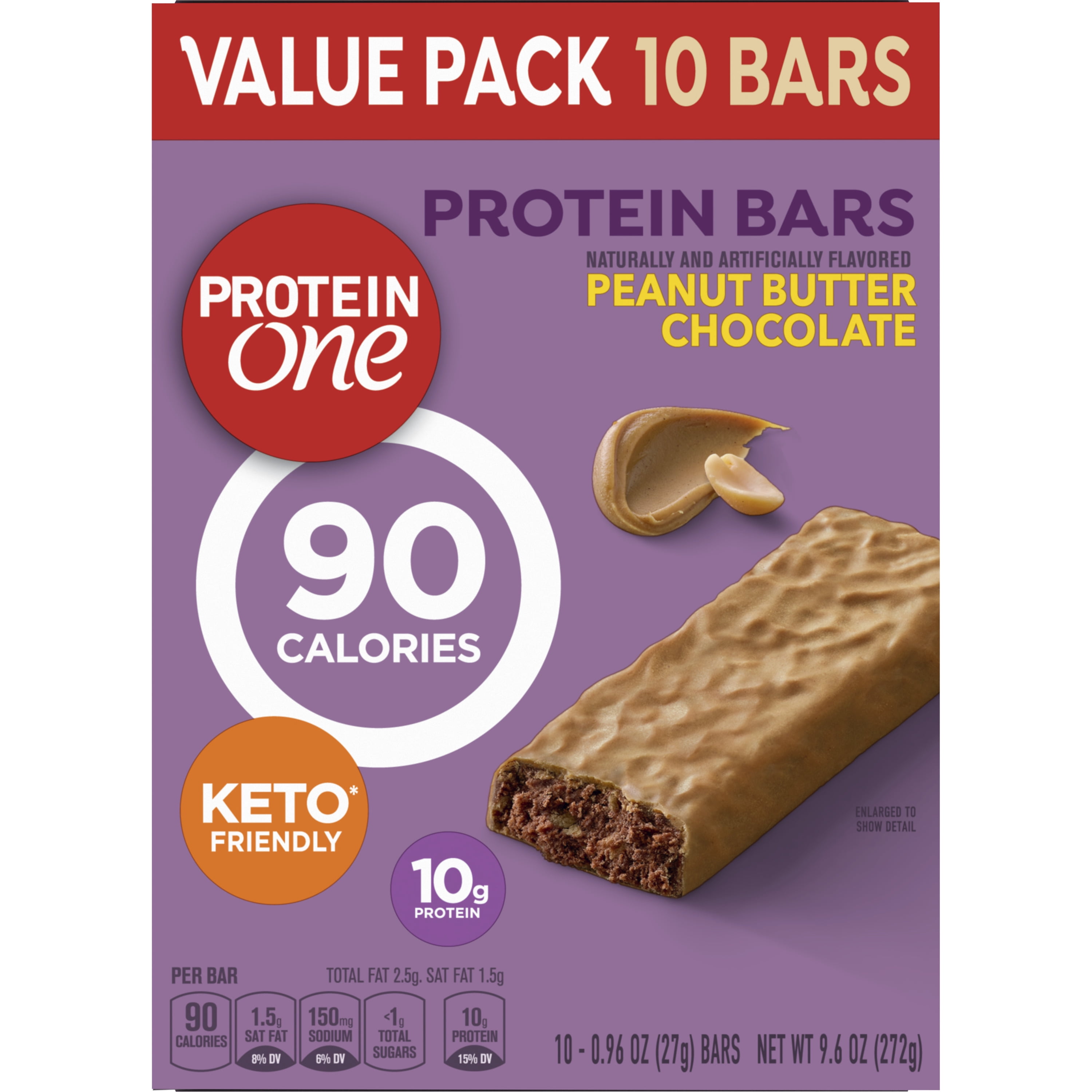 Protein One 90 Calorie Keto Protein Bars, Peanut Butter Chocolate, 10 ct