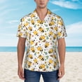 thumbnail image 4 of Balery Bee and Flowers Print Men's Hawaiian Shirts Short Sleeve Beach Shirt Relaxed Fit Vacation Button Down Shirts-Large, 4 of 9