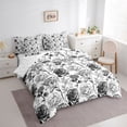 thumbnail image 3 of Homewish Vintage Floral 7pcs Bedding Comforter Set,Colorful Natural Plant Queen Bedding Sets,White Black Queen Sheet Sets For Girls,Breathable Home Decor Reversible, 3 of 8