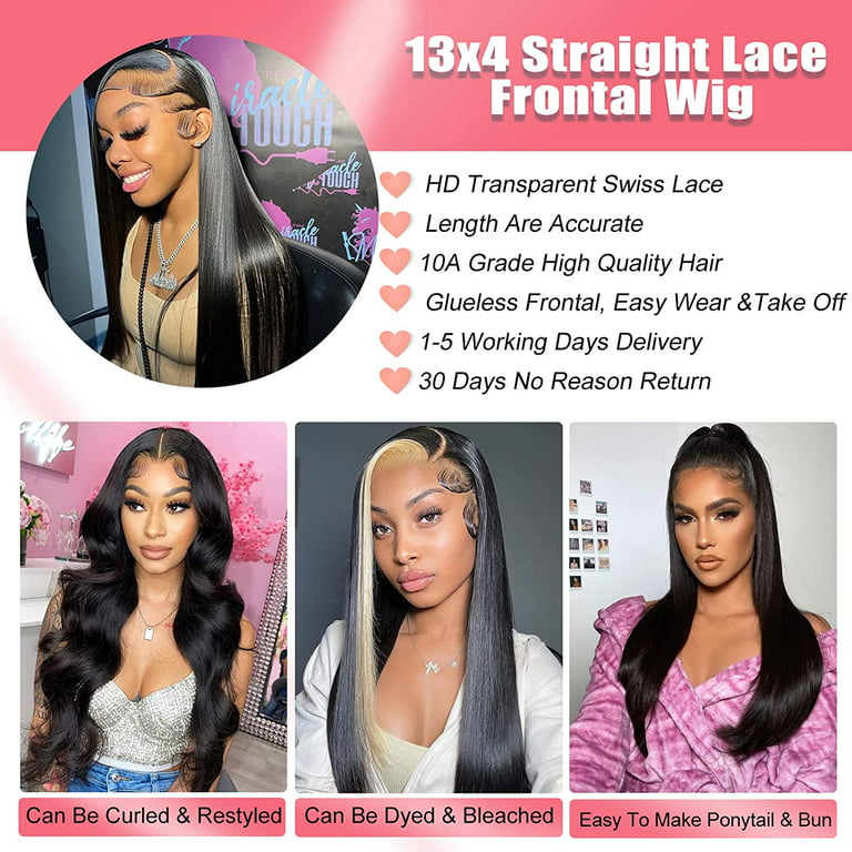 Straight Lace Front Wigs Human Hair Pre Plucked 13x4 Transparent