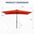 thumbnail image 6 of CozyHom 10*6.5 ft Outdoor Patio Rectangle Beach Umbrella, Square Pool Sun Shade with Tilt and Crank 6 Sturdy Rib, Deck/Lawn Market Aluminium Umbrella, Red, 6 of 6