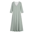 thumbnail image 7 of QUNYINEY Casual Plus Size Dresses for Women Long Western Long Sleeve A Line Dress Loose Fit V Neck Solid Flowy Dresses, 7 of 7