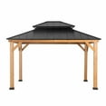 thumbnail image 3 of Sunjoy Bridgeport 11 x 13 ft. Outdoor Patio Cedar Framed Gazebo with Black Double Steel Hardtop Roof for Garden, Backyard Shade, 3 of 16