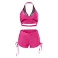 thumbnail image 5 of Sngxgn Women Bikini Set Solid Color Triangle Two Piece Swimsuit(Hot Pink,M), 5 of 6