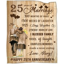 25th Anniversary Blanket Gifts, 25th Silver Wedding Anniversary Couple Gifts for Dad Mom Parents Friends, 25 Years of Marriage 50"x60" Throw Blankets Gift for Husband Wife Her Him