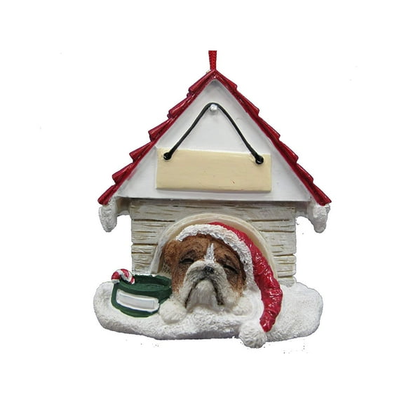 Bulldog Doghouse Ornament Hand Painted and Easily Personalized