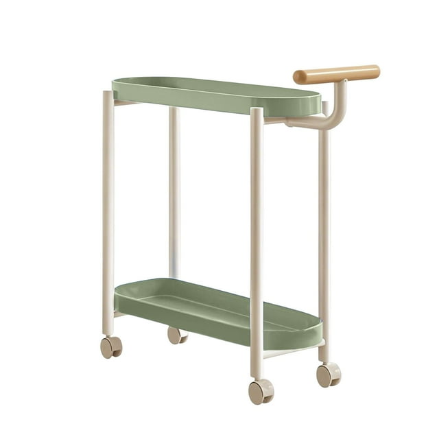 Bwiyojiz Rangement et Organisation 18.8x7x20.8 Pouces Table d'Appoint Roulante avec Roues Crème Table d'Extrémité Mobile-Chevet de Chambre Salon Portable Gigogne pour Petits Espaces, Cadeaux pour la Famille, Vert