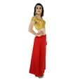 thumbnail image 5 of Sari Petticoat Stitched Indian Saree Petticoat Adjustable Waist Sari Skirt (Red), 5 of 7