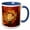 Blue/White, variant on 3drose, Four Calling Birds Cut-out Minimalistic Stencil-style Black Silhouette, 11oz Two-tone Yellow Mug