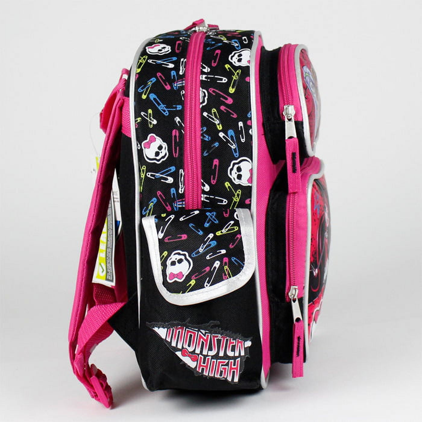 Small Backpack - - Pink and Black Skulls New School Bag 076898