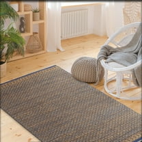 Woven Paths Ollie 9' x 12' Brown/Blue Striped Geometric Braided Jute Indoor Area Rug