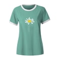thumbnail image 3 of Innerwin Tee Letters Design Ladies Tops Summer Short Sleeve Casual T Shirt Green M, 3 of 7