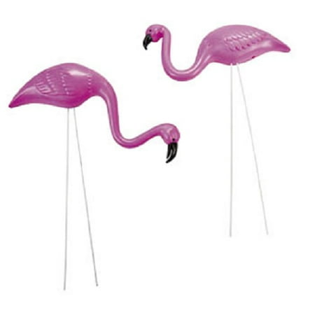 Set of 4 Plastic Mini Pink Flamingo Yard Decorations Lawn Stakes (White box)