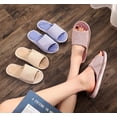 thumbnail image 4 of Sandalias y pantuflas de lino de rayas de primavera y verano para parejas de hombres y mujeres, pantuflas y pantuflas de interior gruesas, pantuflas de piso de madera silenciosas, 4 of 6