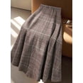 thumbnail image 3 of High Waist A-Line Plaid Skirt for Women Button Front Flared Midi Long Office Workwear Elegant, 3 of 7