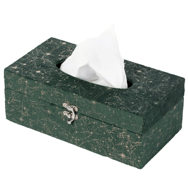 Rectangular Velvet Modern Paper Facial Tissue Box Holder Green