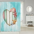 thumbnail image 2 of Beach Theme Shower Curtain 72" Wx72 L,Cute Starfish Shell Bathroom Shower Curtain Sets,Ombre Coastal Ocean Theme Bath Curtain,Heart Pattern Fabric Shower Curtain Farmhouse Decor,Blue, 2 of 6