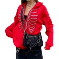 thumbnail image 1 of Sudadera con Capucha y Cremallera para Mujer, con Estampado de Calaveras de Gran Tamaño, Chaquetas Informales de Moda de Otoño e Invierno Rojo S, 1 of 7